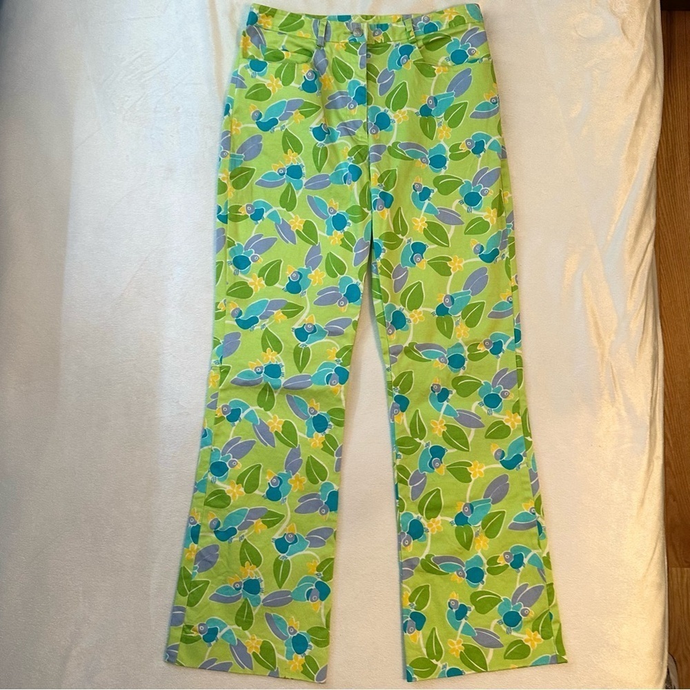 Vintage Lily Pulitzer Tropical Bird Toucan Too Jays Golf Capri Crop Pants Sz 2